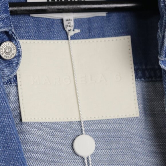 NWT MM6 Maison Margiela Blue Denim Shirt Contrast Oversized Size Small - Picture 12 of 14